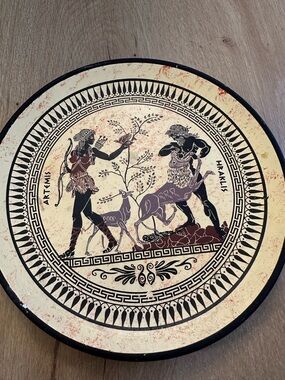 Greek Mythology Decorative Wall Plate in Cream and Black